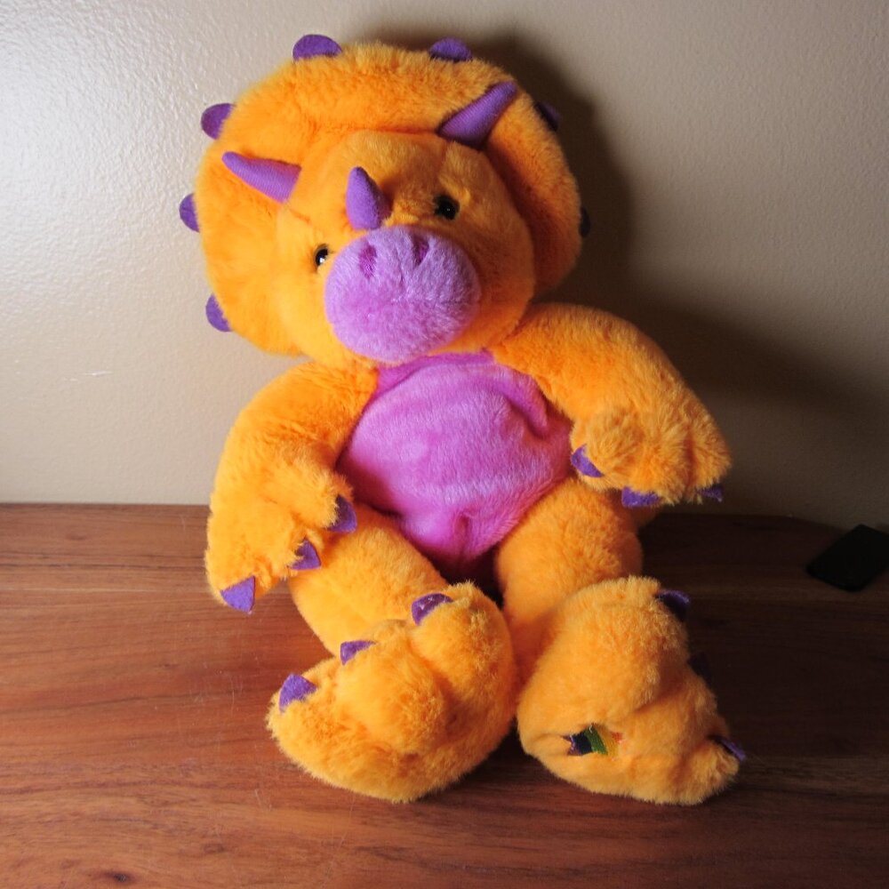 3 for $24 -plush orange triceratops dinosaur noah's ark animal workshop (W3661)